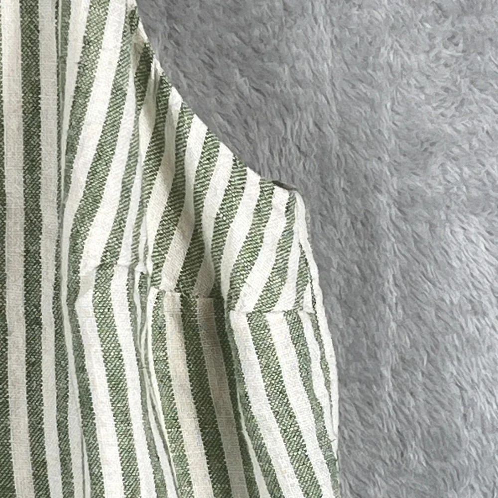 Abercrombie & Fitch Women L Linen Blend Sleeveless Keyhole Back Striped Tank Top - Picture 3 of 9